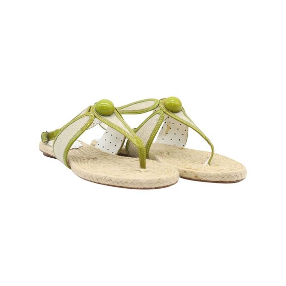 Pre Loved Moschino Vintage Espadrille Thong Sandals Button Detail Women Beige - Picture 2 of 6